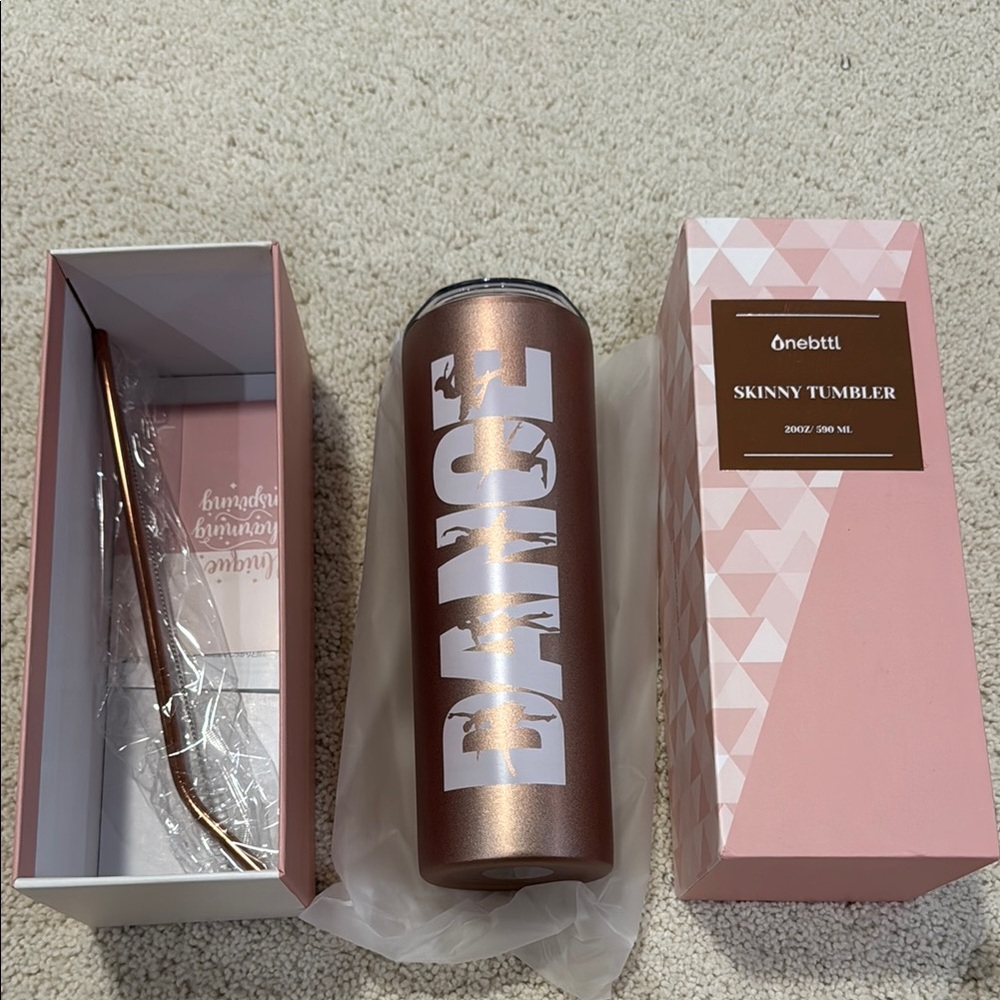 Bronze Skinny Tumbler with Straw